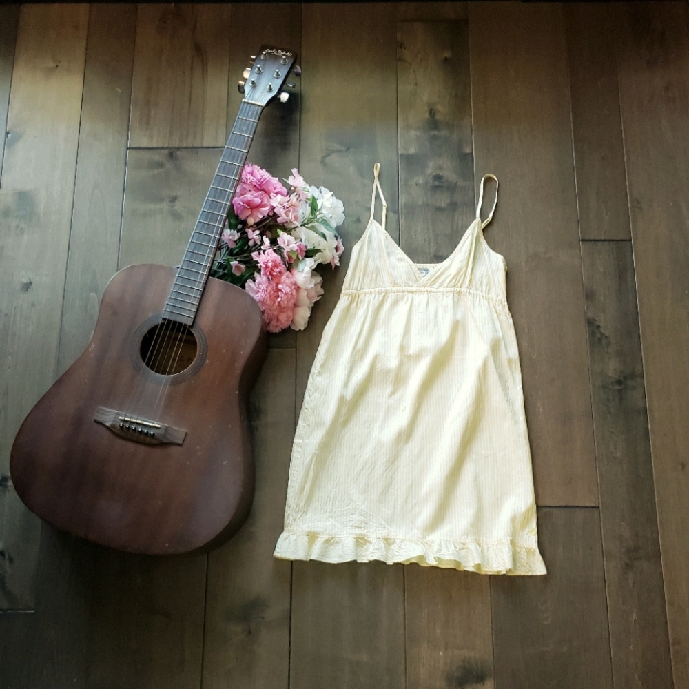 Aerie Silk Yellow Mini Slip Dress